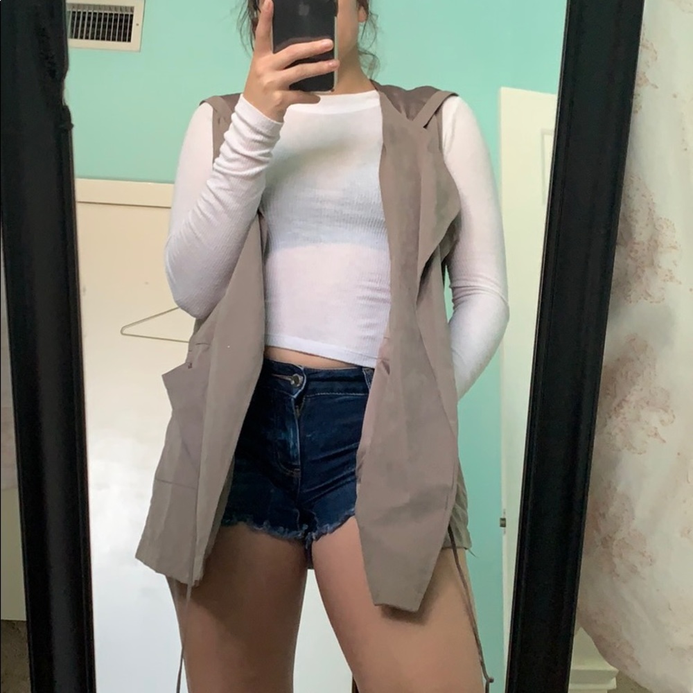 Active USA Faux Suede Hooded Vest